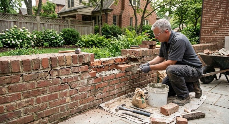 Brick Fence Repair in Tomball, TX