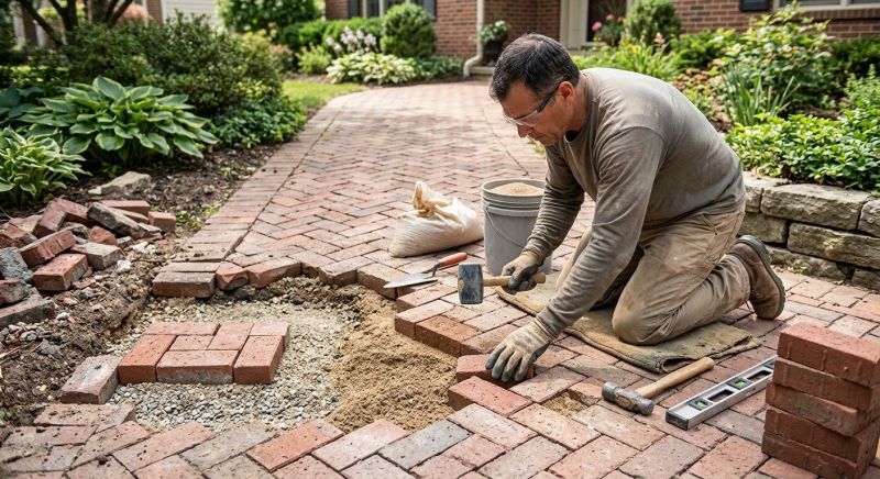 Brick Pathway Repair in Tomball, TX