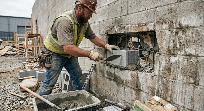 Cinder Block Wall Repair in Katy, TX