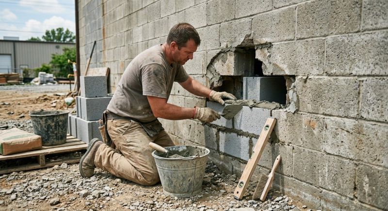 Cinder Block Wall Repair in Tomball, TX