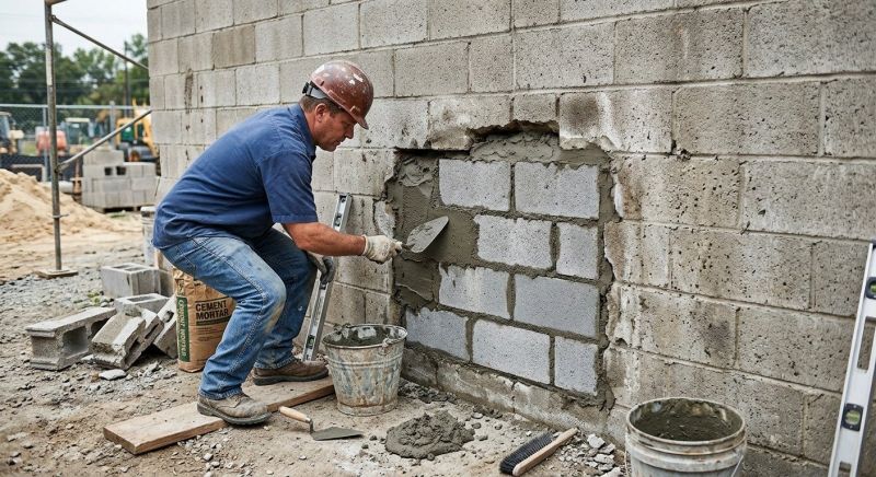 Cinder Block Wall Repair in Montgomery County, TX